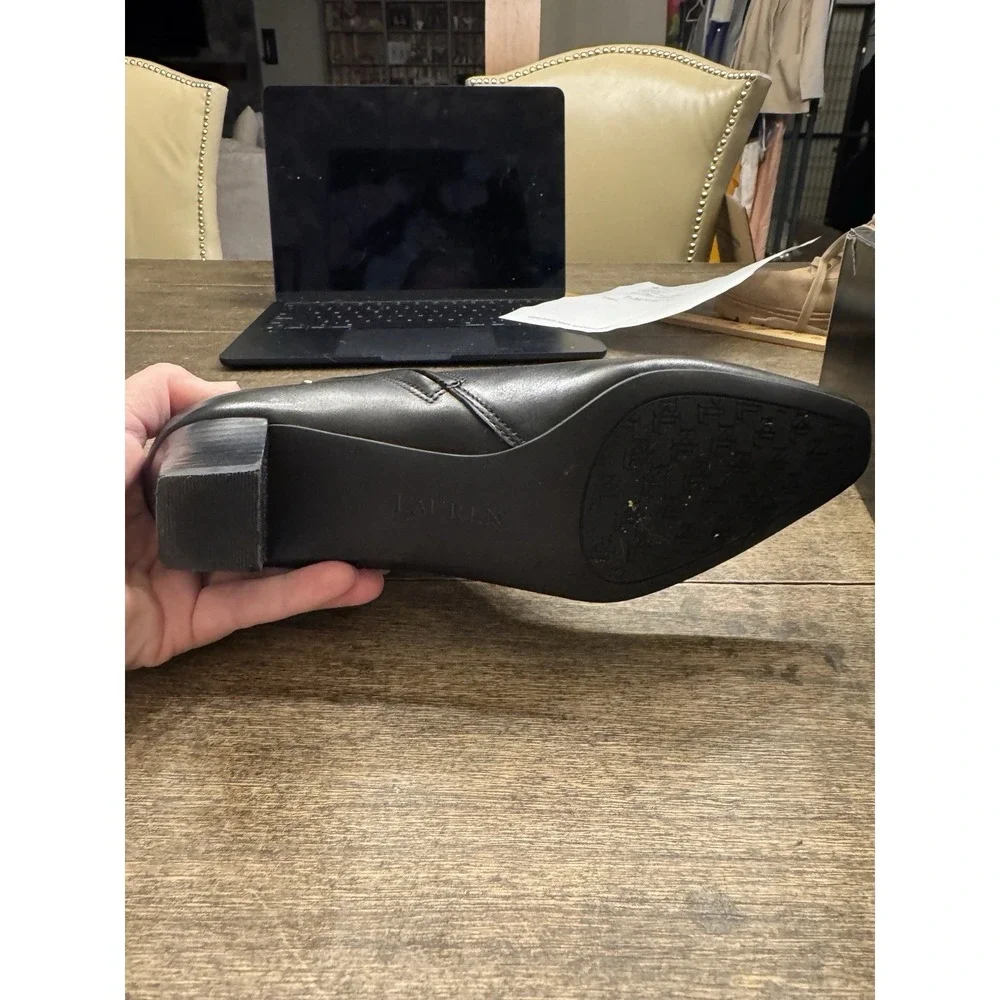 Lauren Ralph Lauren Willa Boots Women's Black Leather Ankle Bootie Size 10